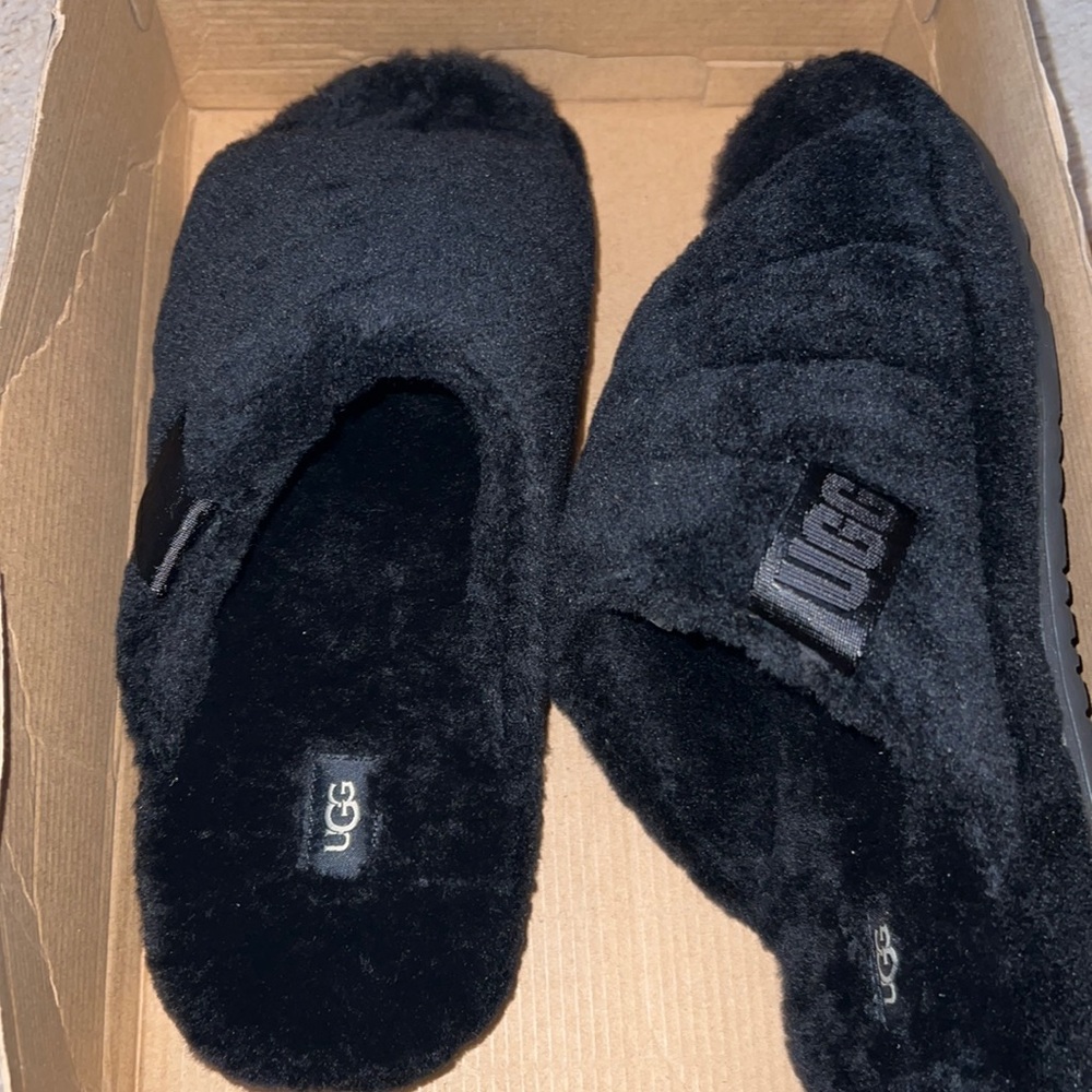 Black Ugg slides